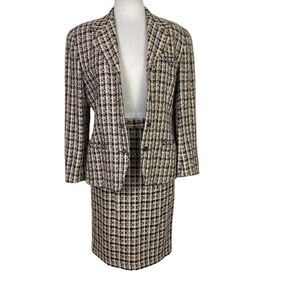 Ann Klein NWT 2 piece tweed suit 8 blazer 10 skirt 70s 80s